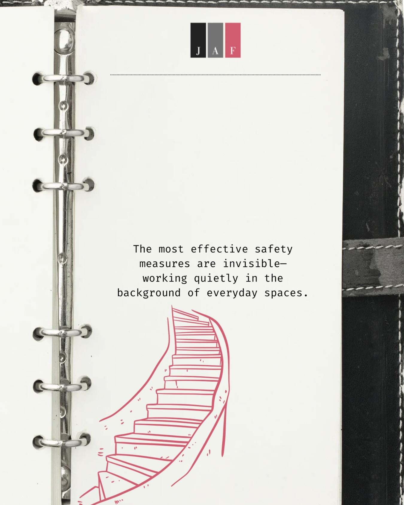 Generally, we associate safety with the obvious, but in the case of the built environment, the unseen tend to be the best safety features.

Subtle details such as the utilization of anti-slip stair nosing, contiguous handrails, the employment of temp