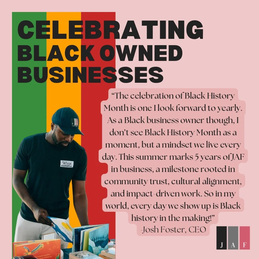 Black-owned businesses have long been anchors of economic resilience, cultural identity, and local innovation.

Here are some thoughts from our CEO about his experiences . . .

#JAF#BlackOwnedBusiness #CommunityDevelopment #ImpactStrategy #InclusiveG