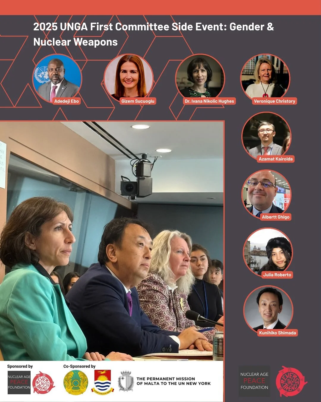 On Thursday, 16 October, @napfofficial hosted an event on gender &amp; nuclear weapons, supported by 🇰🇮 Kiribati, 🇰🇿 Kazakhstan, and 🇲🇹 Malta&rsquo;s Mission to the UN. The discussion included remarks from UNODA staff and a powerful youth inter