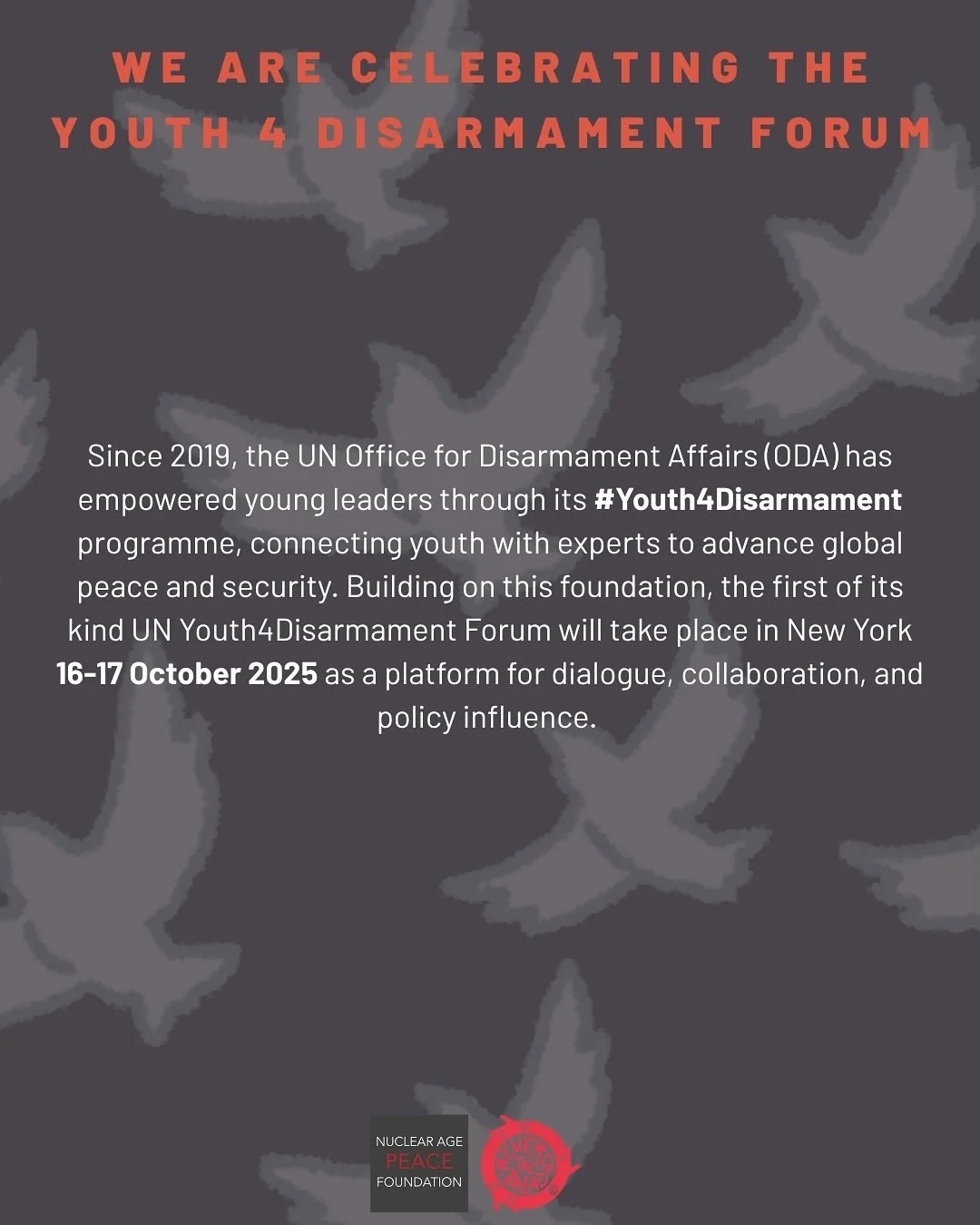 Tomorrow marks the beginning of the #Youth4Disarmament Forum, organized by the United Nations Office for Disarmament Affairs. With over 30 participants from 29 countries, we look forward to this important event and hearing diverse youth voices. 

Lin