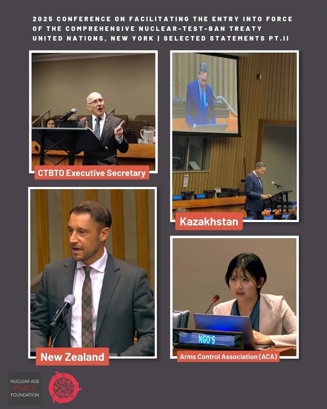 On 26 September 2025, the CTBT Article XIV conference commenced its work towards the entry into force of the CTBT. 29 years after being opened for signature, the treaty has yet to enter into force due to its entry into force being conditioned on Anne