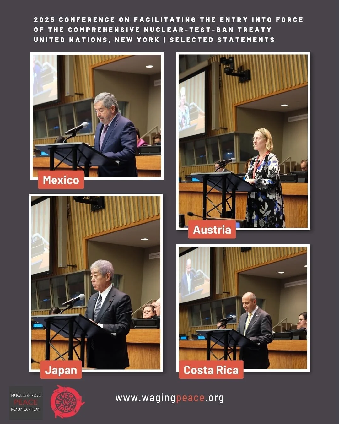 On 26 September and during High-Level Week, the United Nations hosted its biannual Conference on Facilitating the Entry into Force of the #CTBT.

Here are a few selected statements from the conference. Stay tuned for a detailed report on our website.