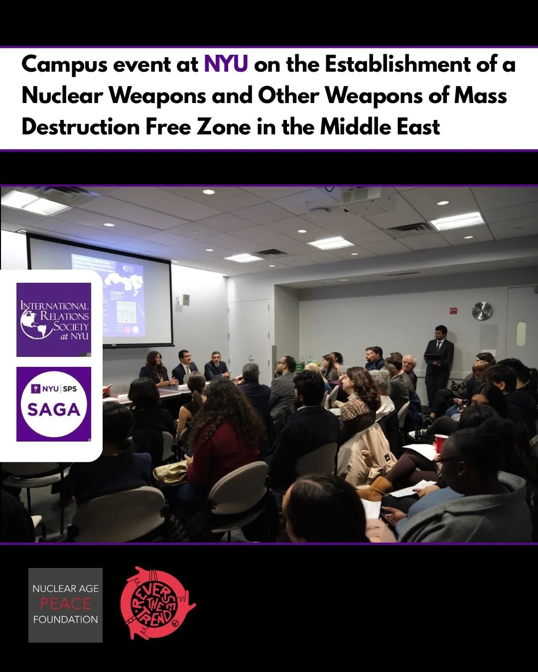 Yesterday we co-hosted an event during the week of the sixth conference on the establishment of a Middle East WMD-Free Zone. We were joined by experts from the Permanent Missions of Egypt and Mauritania to the UN. Students in New York and members of 