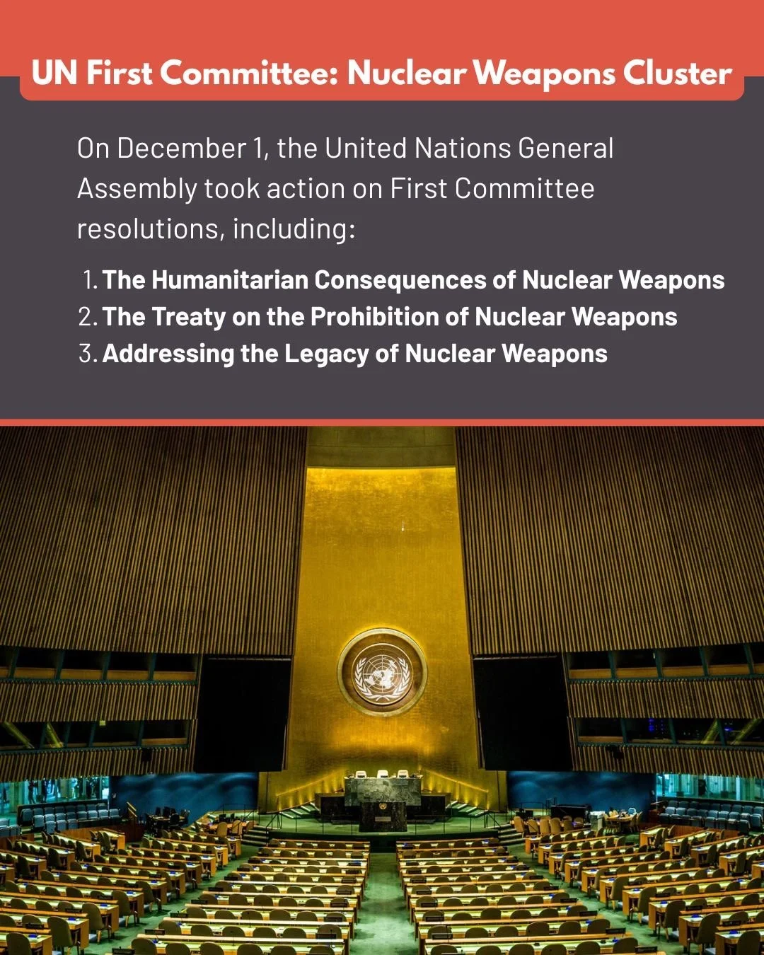 Today, the United Nations took action on key resolutions relating to nuclear disarmament and nonproliferation affairs. These major resolutions by @mfa_austria, @kazmission, @Kiribati respectively passed. The Nuclear Justice Resolution directly builds