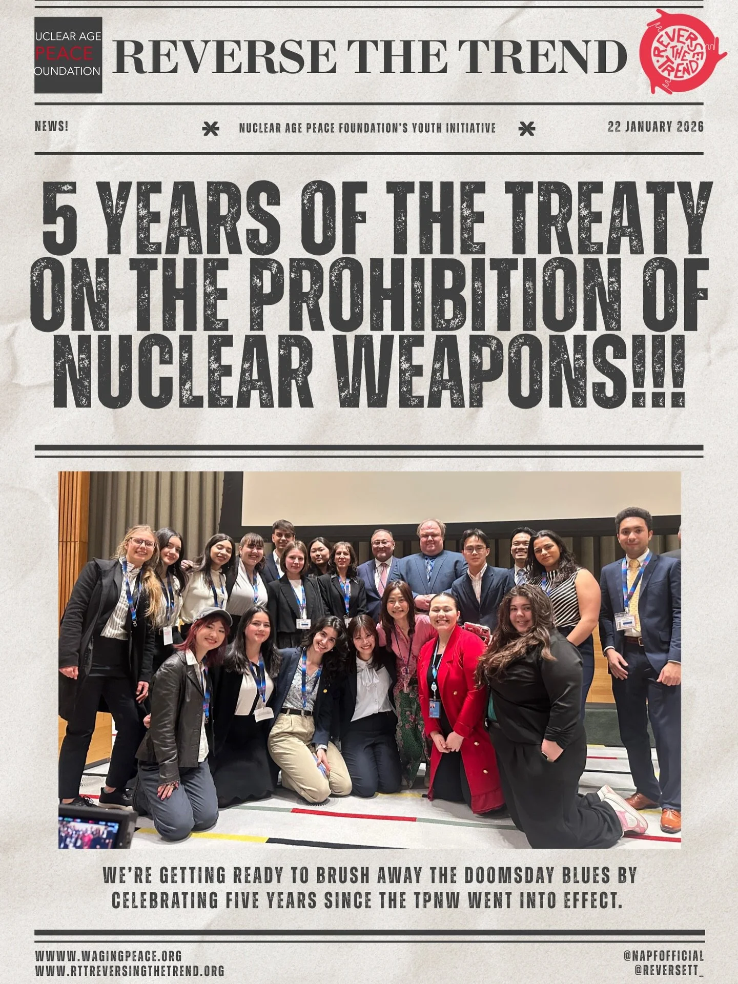 Today we are celebrating 5 years since the Treaty on the Prohibition of Nuclear Weapons went into effect!