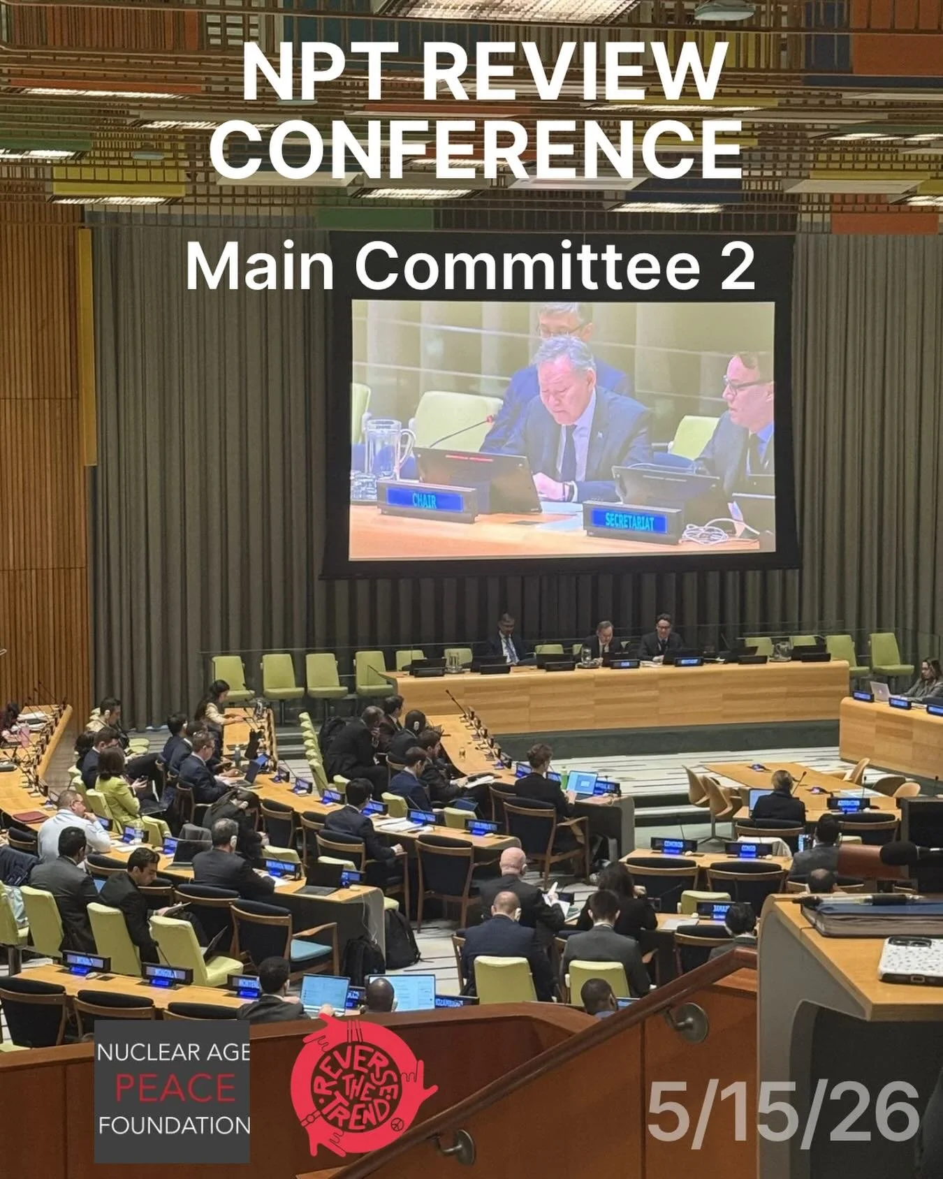 Today, @napfofficial and @reversett_ interns attended the Morning Plenary Session of Main Committee II of the NPT Review Conference, where states debated draft language surrounding safeguards, transparency, and strengthening commitments under the Tre