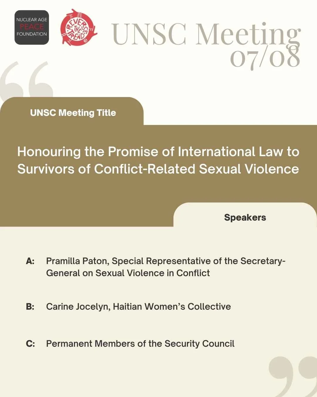 Earlier this week, @napfofficial and @reversett_ interns and activists attended an important UNSC meeting on honoring the promise of international law to the survivors of conflict-related sexual violence. Seventeen years after the United Nations reco
