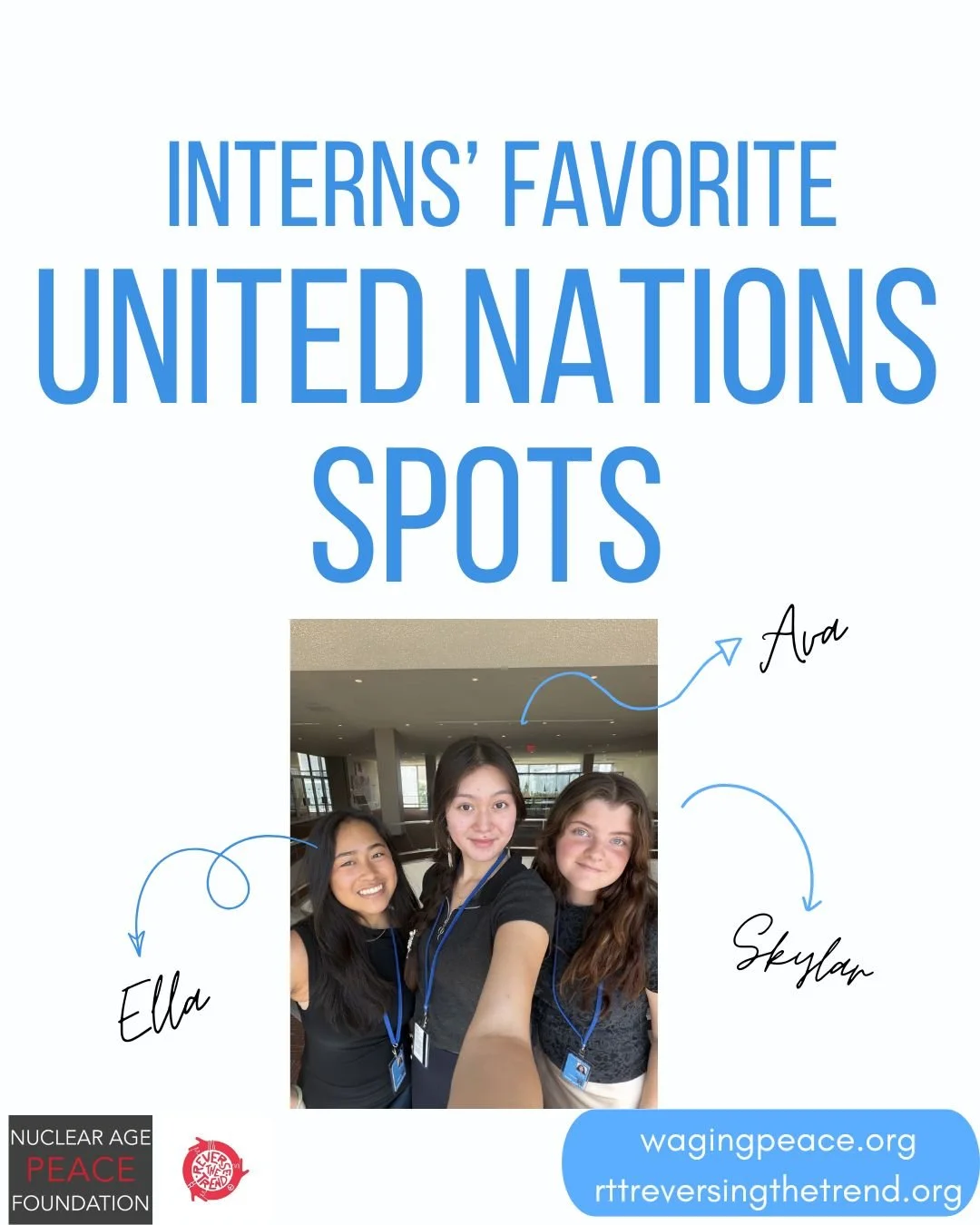 As the weekend is about to begin, we would like to highlight @napfofficial and @reversett_ interns and activists' favorite places inside the UN.