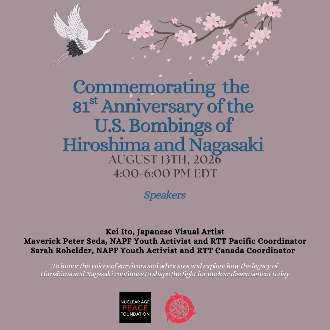 We are pleased to share about our upcoming event on Thursday, August 13th. If you are free, then join us online as we commemorate the 81st anniversary of the U.S. Bombings of Hiroshima and Nagasaki. The registration link is in bio.