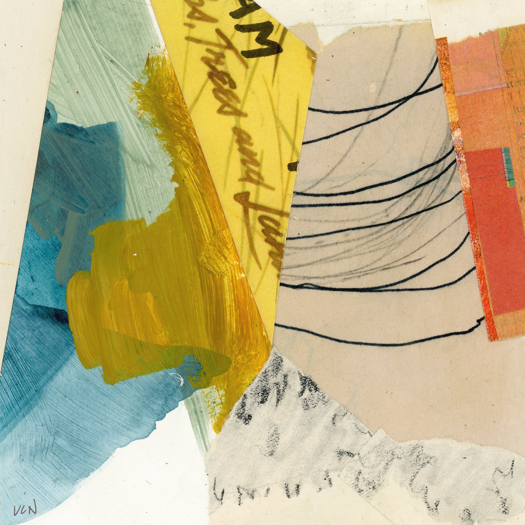 #14 Tether, 6.5" x 6.5", Mixed Media on Paper, 2021