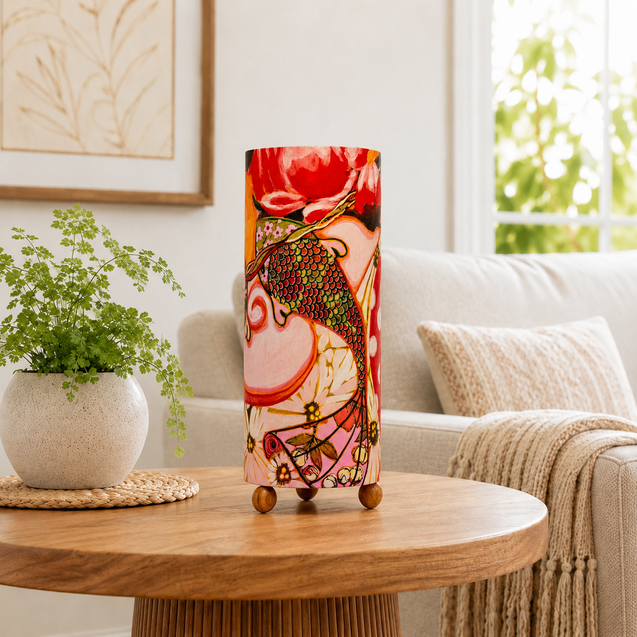 Peony and Koi  — 15.5" Lamp