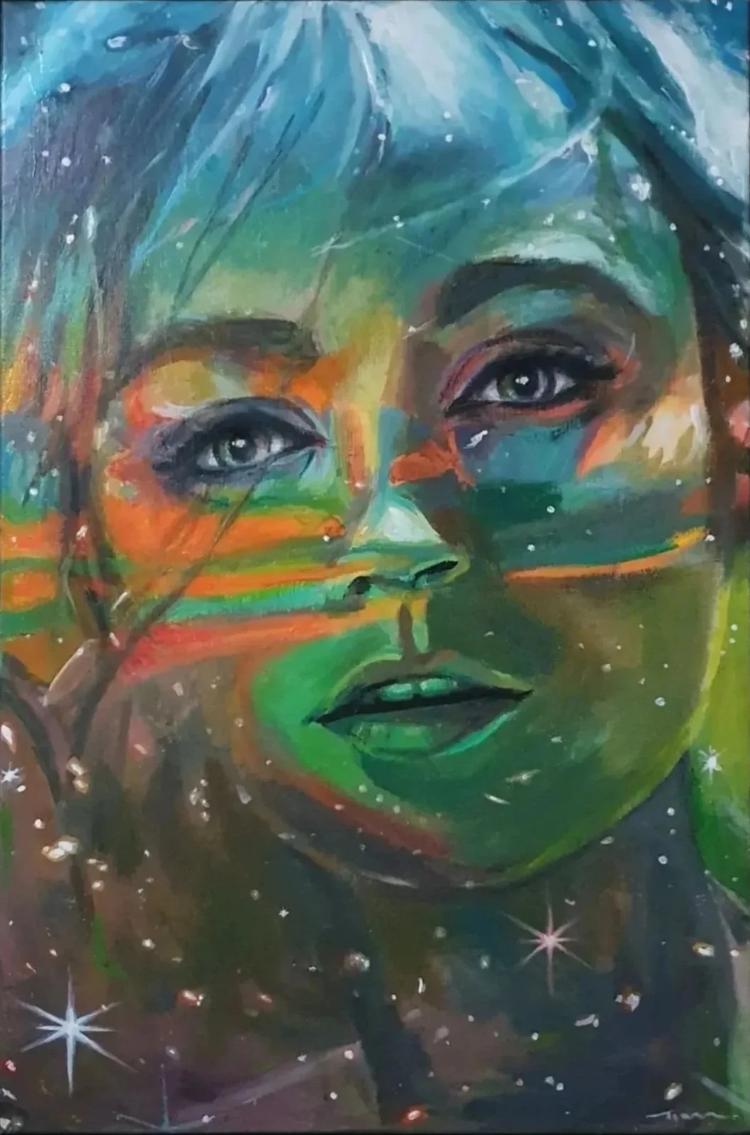 Oh, I saw you across the ether, Acrylic on Canvas, 2022