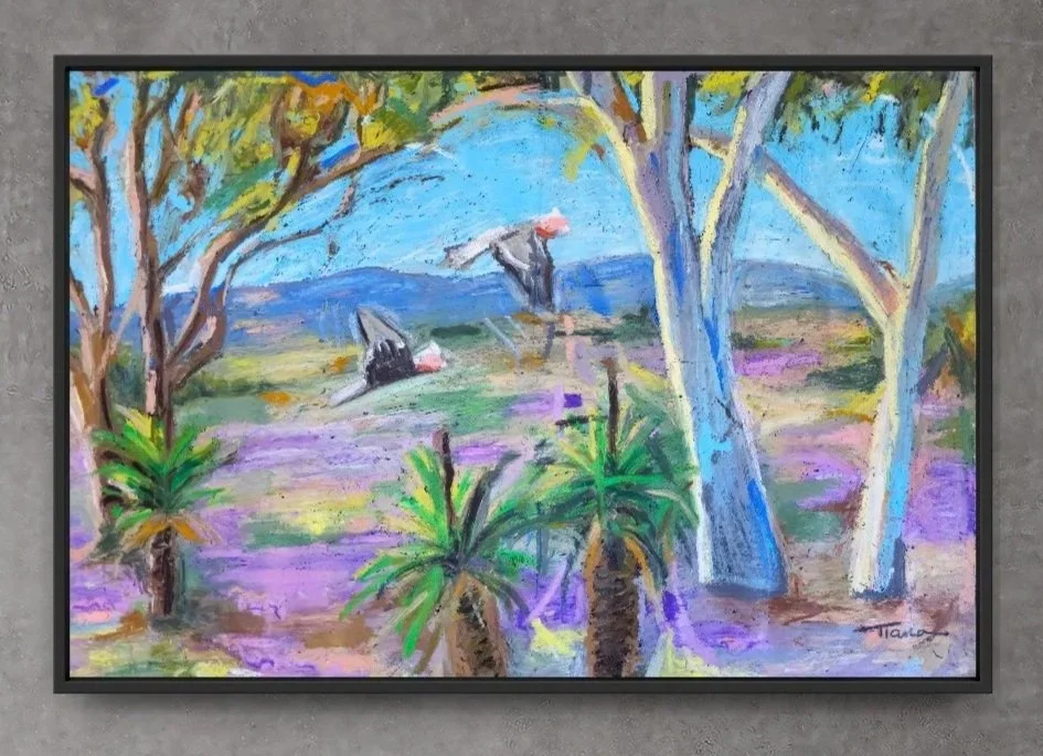 Spring Under the Bunyas, Oil Pastel, 2021