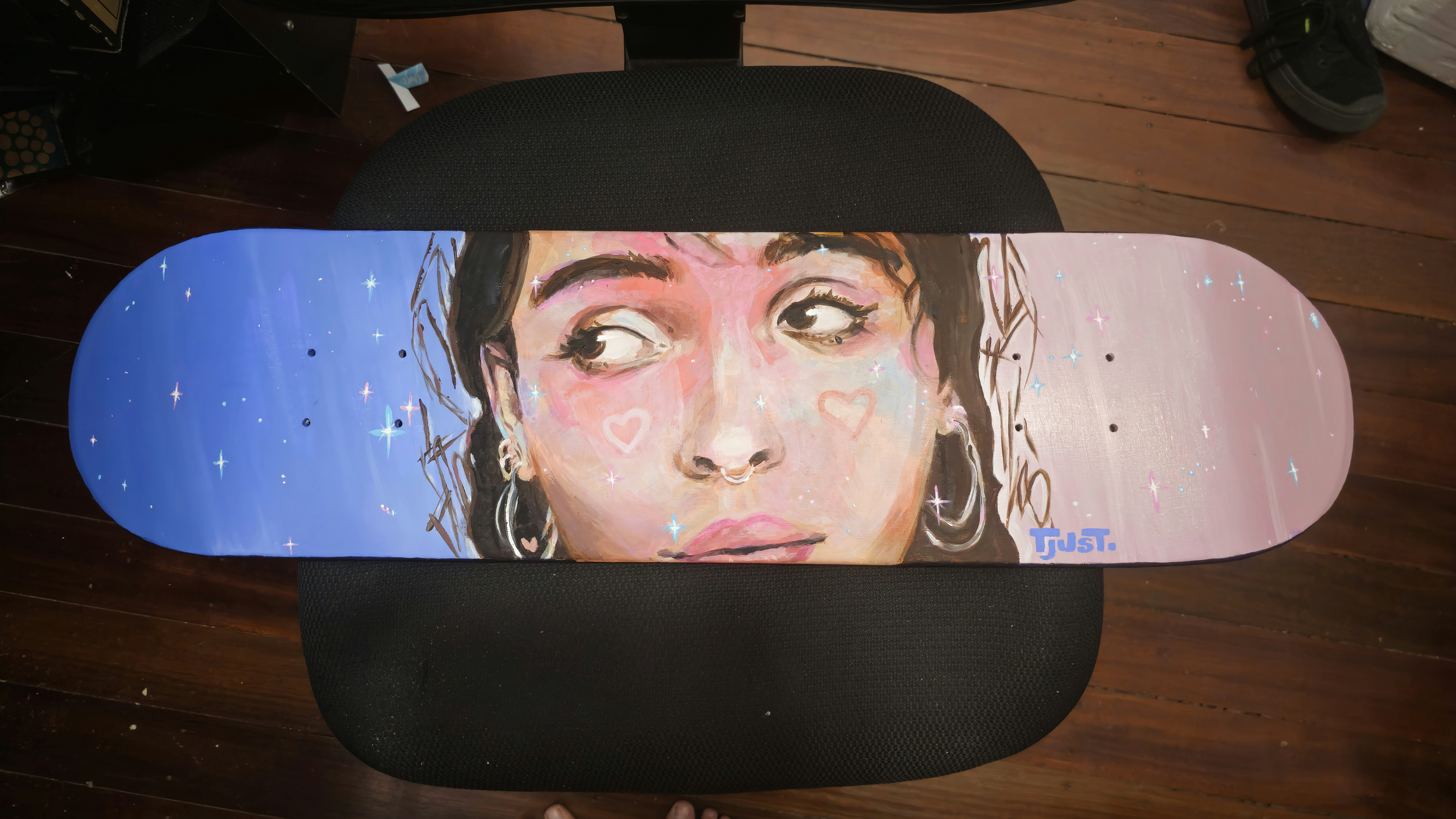 Lost Track of Time and Space, Reclaimed Skateboard Deck, 2025 | First Place, South Burnett Regional Council October Open Art Competition - South Burnett Residents