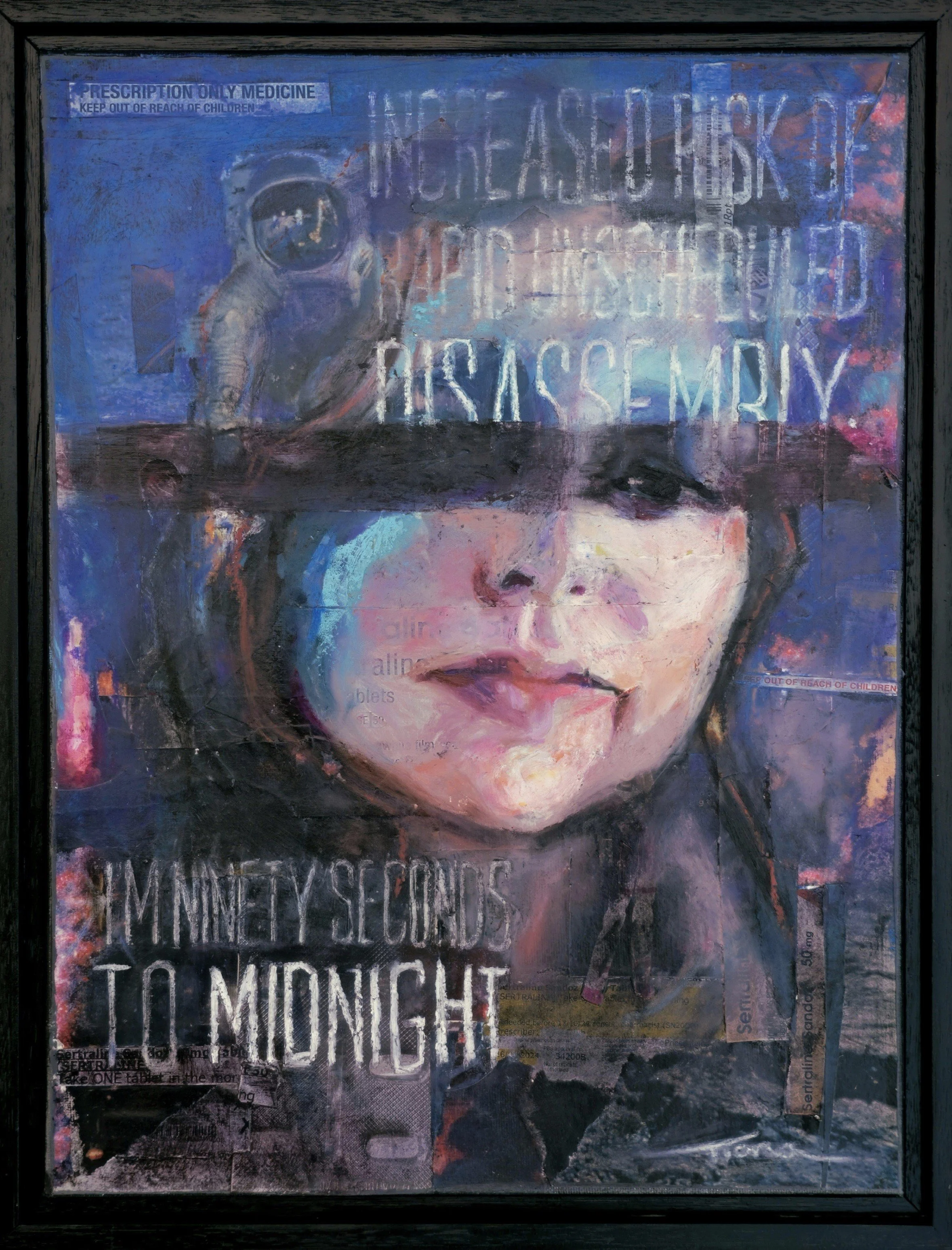self(DESTRUCT), Oil Pastel on Collage, 2025