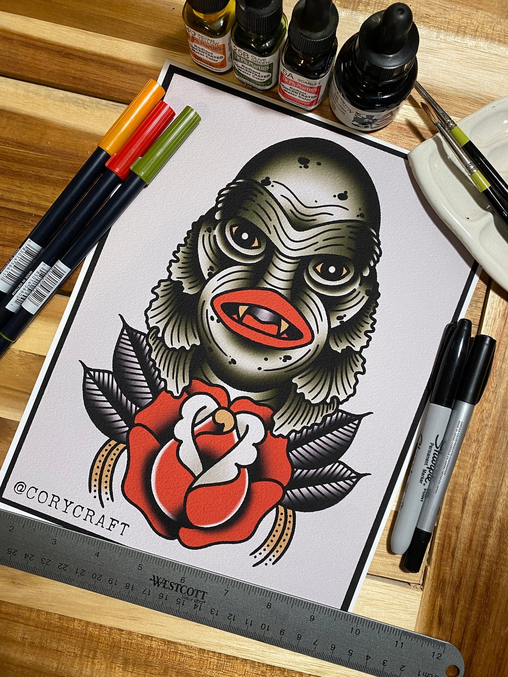 Creature From The Black Lagoon Traditional Tattoo Art Print — Tattoos and Art by Cory Craft Creature From The Black Lagoon Traditional Tattoo Art Print — Tattoos and Art by Cory Craft