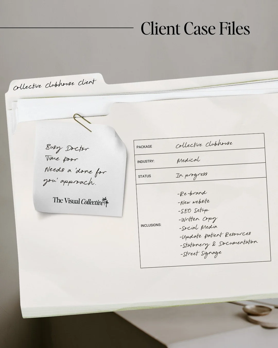 Behind the Discovery Call:

New client glow-up in progress

My latest Collective Clubhouse client is a doctor who already has branding and a basic website, but she&rsquo;s ready to level up.

She doesn&rsquo;t want to spend nights writing website con