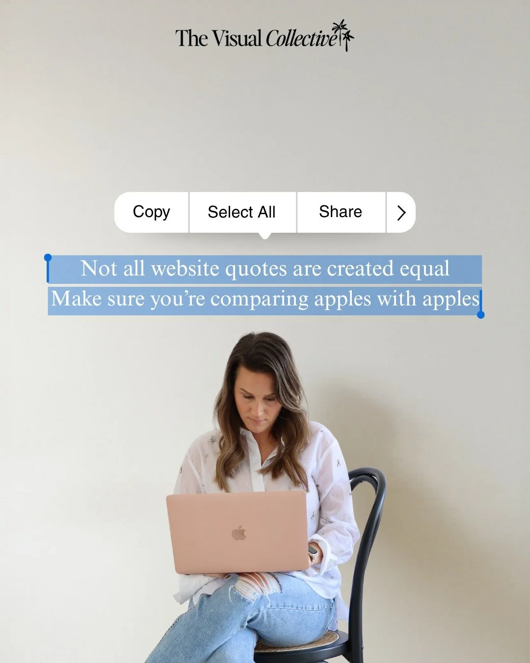 Getting website quotes? 
Please don&rsquo;t just compare the final number and call it a day.

One package might include strategy, copywriting, SEO, mobile optimisation, backend setup and launch support.

Another might just be a template with your tex