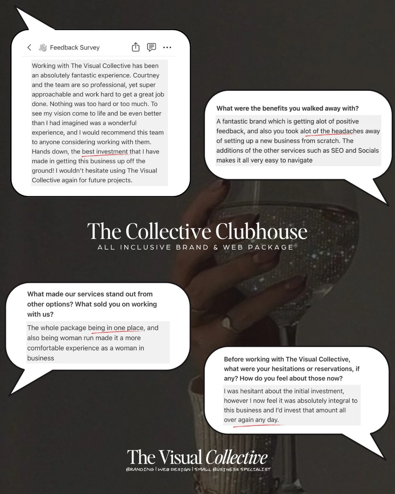 Ready to stop piecing things together and finally build a business that looks polished, professional, and ready to scale?

The Collective Clubhouse isn&rsquo;t just branding or a website; it&rsquo;s your entire foundation done for you:

Brand strateg
