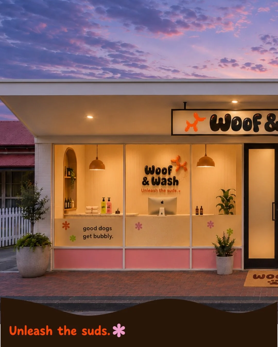 Small Business Glow Up, Part 11: Woof &amp; Wash 🐾

For this one, I imagined what a modern dog wash and grooming brand could look like if it felt just as considered as your favourite caf&eacute;, beauty studio or boutique.

Meet Woof &amp; Wash, a p