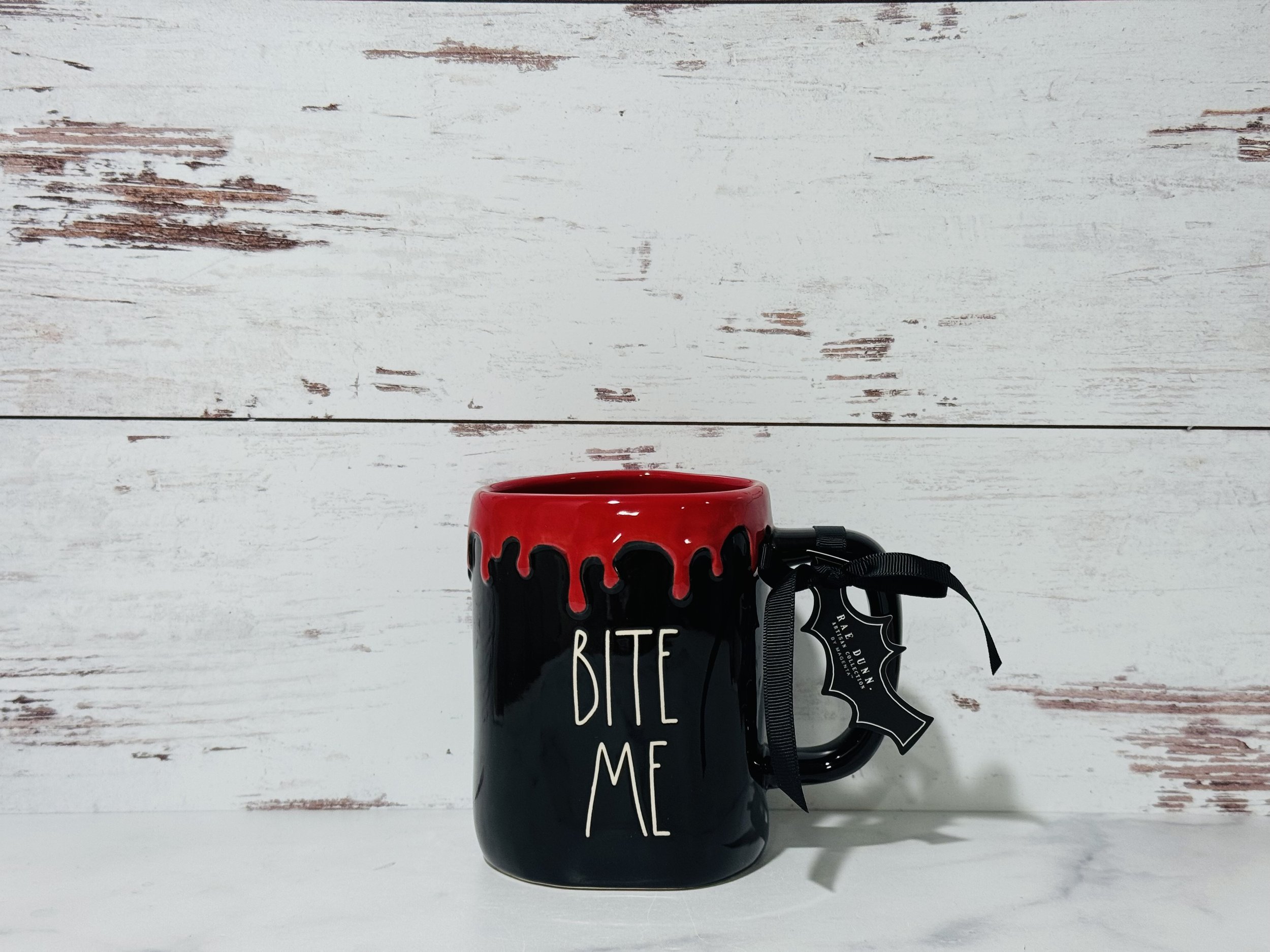 BITE ME Red Poison Dripping Black Mug