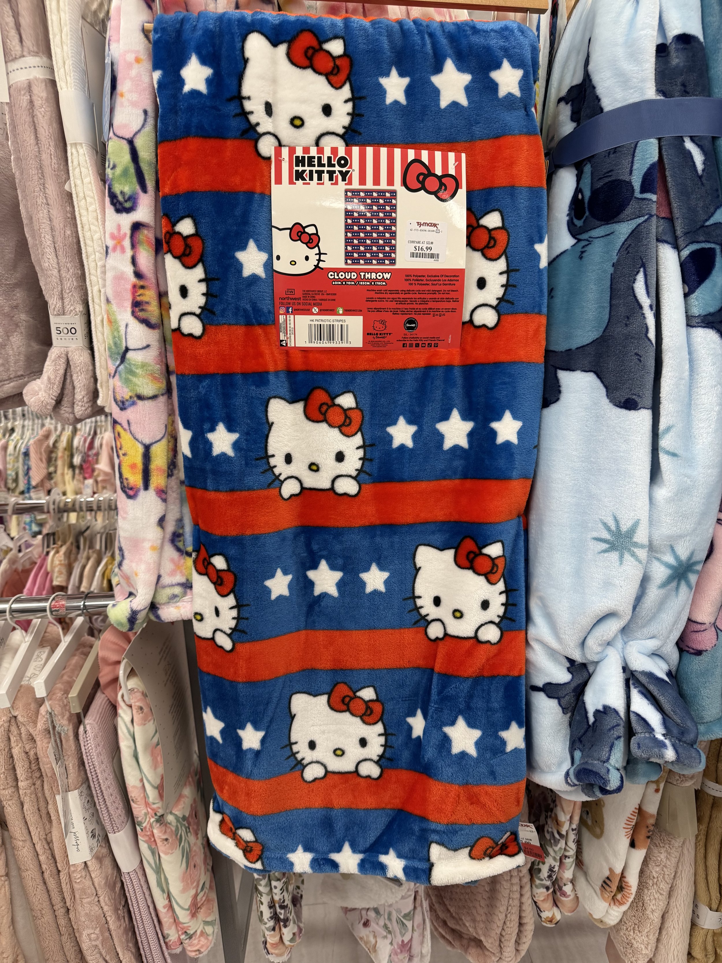 Kitty July 4th Navy Cloud Throw