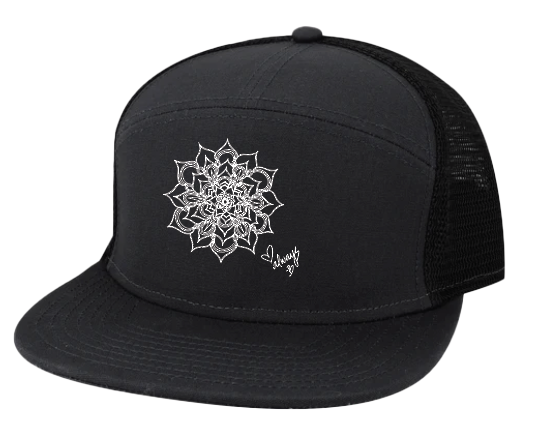 7-Panel Hopback Flat Brim Trucker Hat