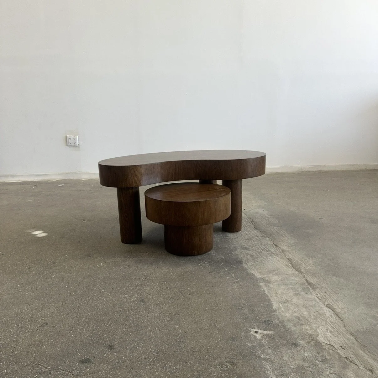 Made To Order Medium Kidney Two Tiered Coffee Table Set - Walnut