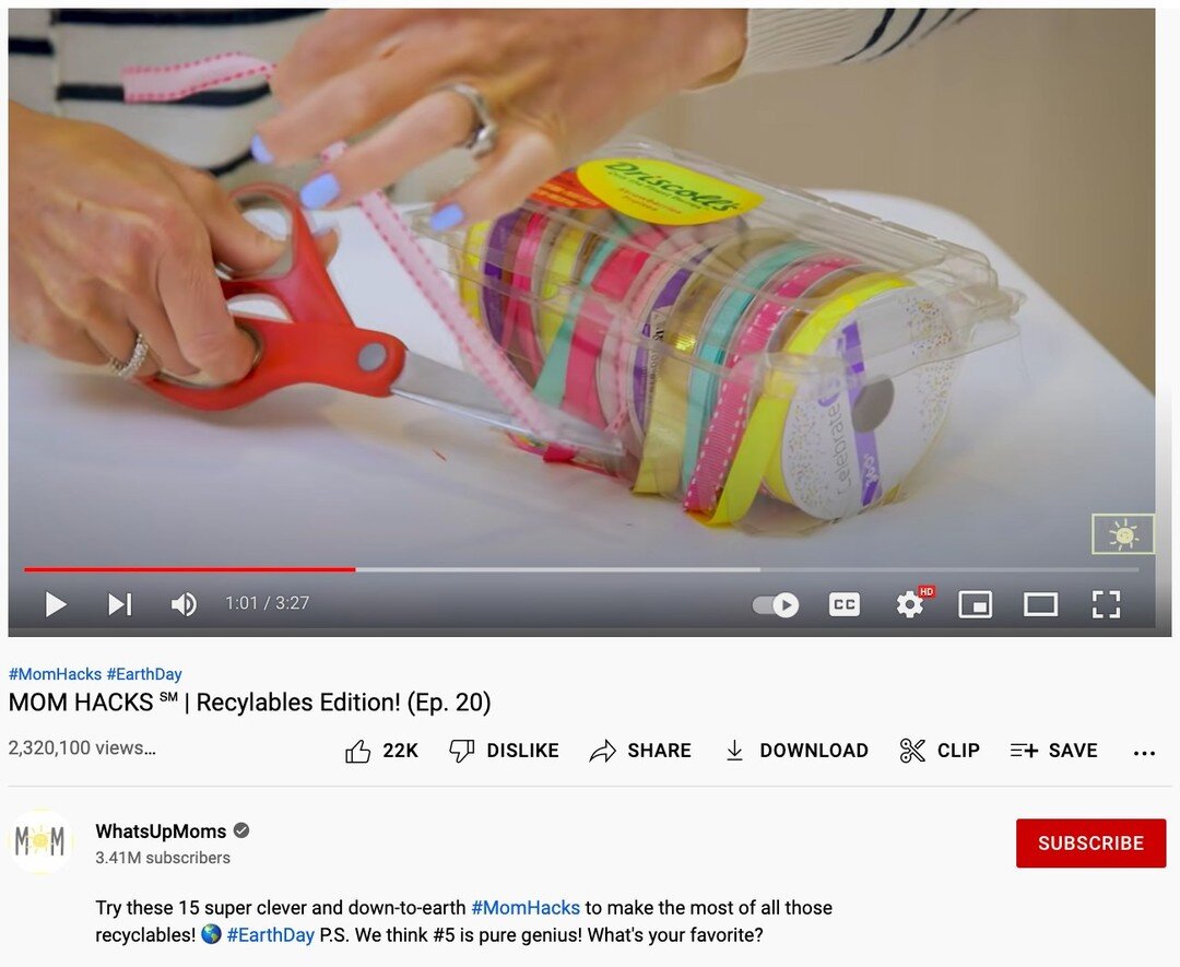 Looking for some ideas for simple changes you can make to a plastic-free journey? This video I voiced for @whatsupmoms has some simple hacks to give your recyclables a second life!
My favorite tip is using a strawberry container for ribbons&hellip; I