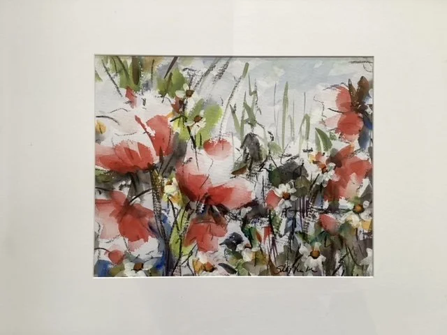 Poppies Along the Path - 
Framed - White frame and mount - 39 x 36 cm - £160