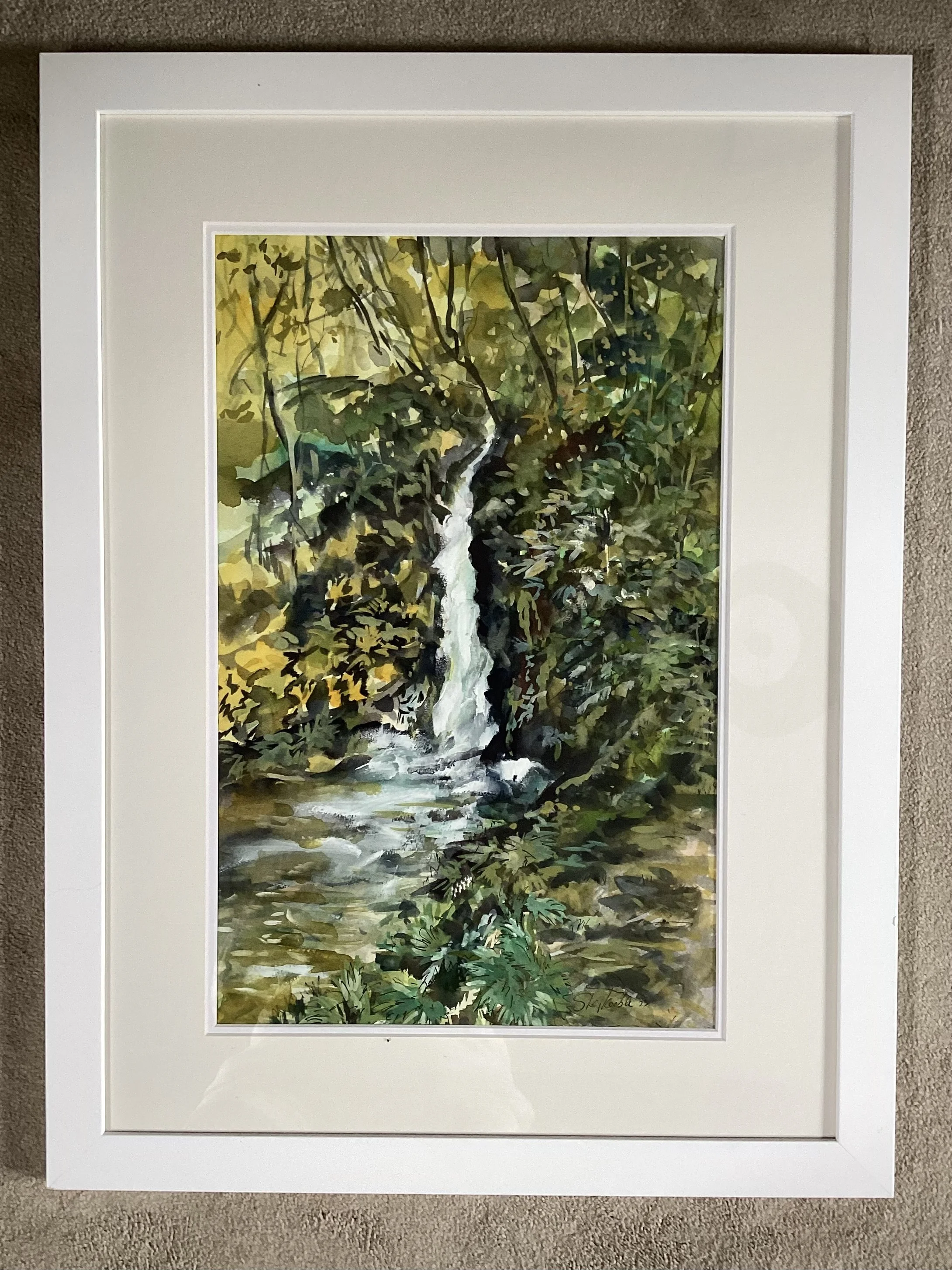 Welsh Waterfall - Framed -Size : 46  x 65 cms - £350