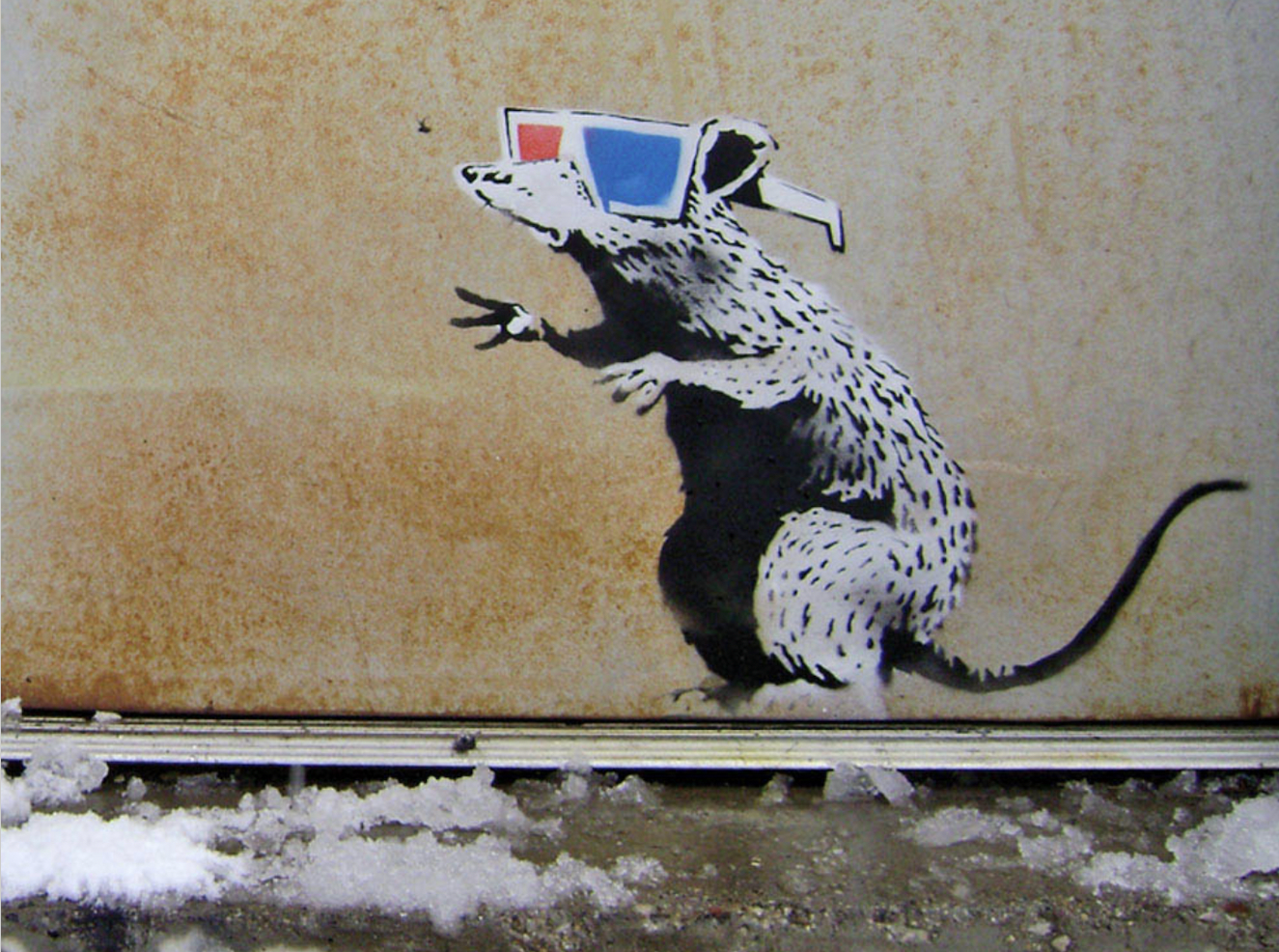 Banksy, Rat with 3D Glasses, 2010