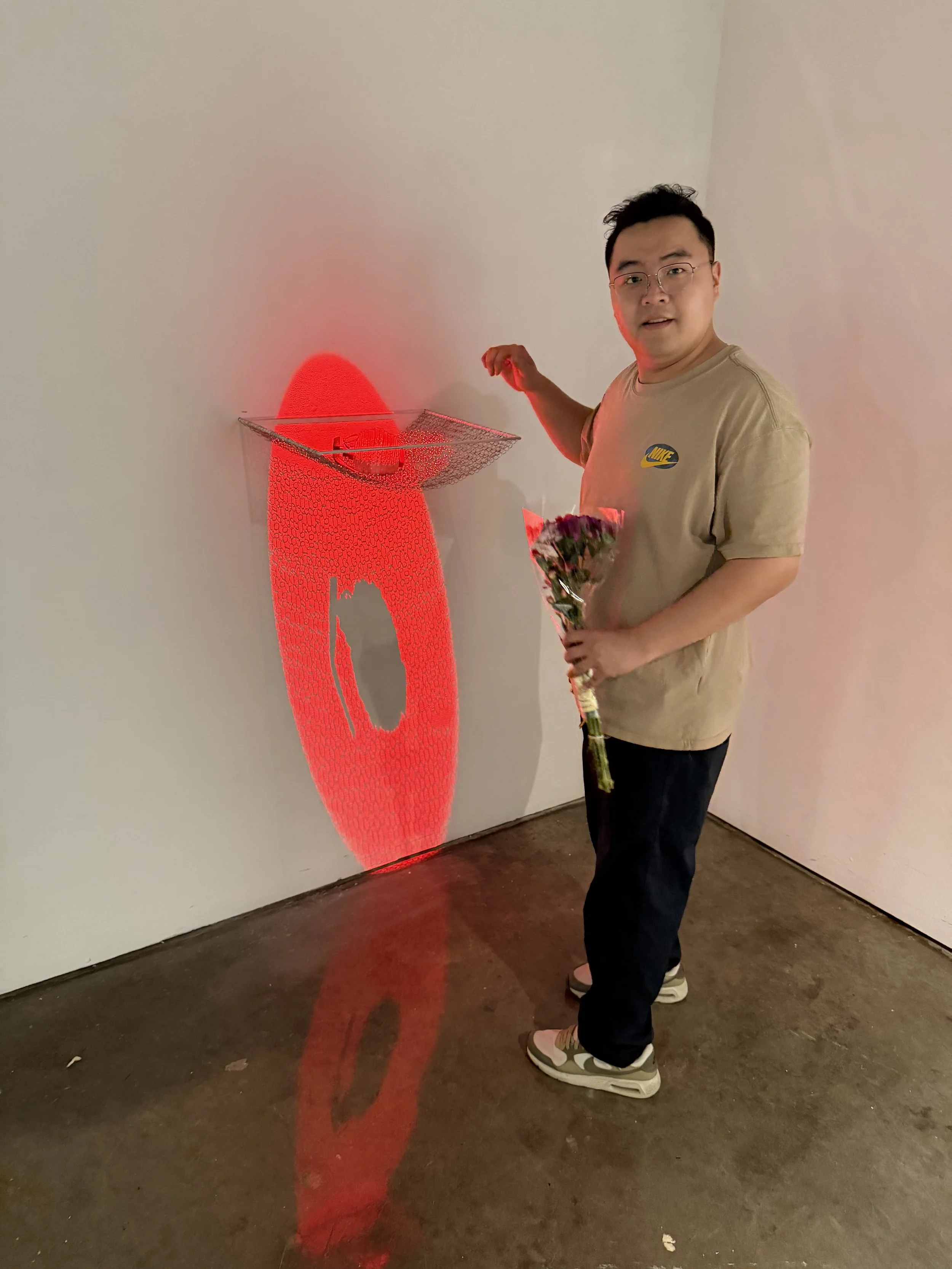 Terry tweaking his installation