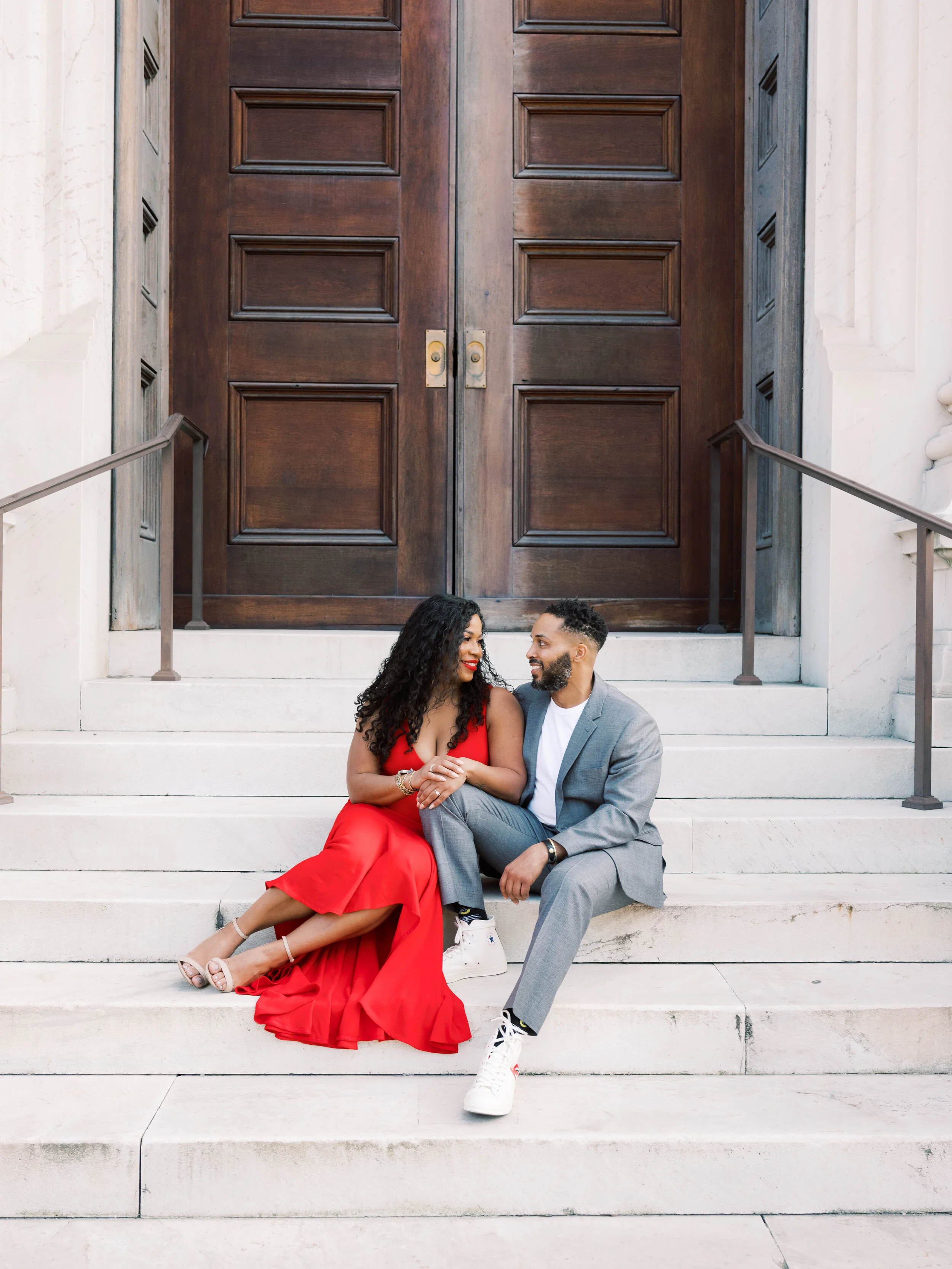 Engagement session and dancing in the park in the Baltimore neighborhood of Mount Vernon