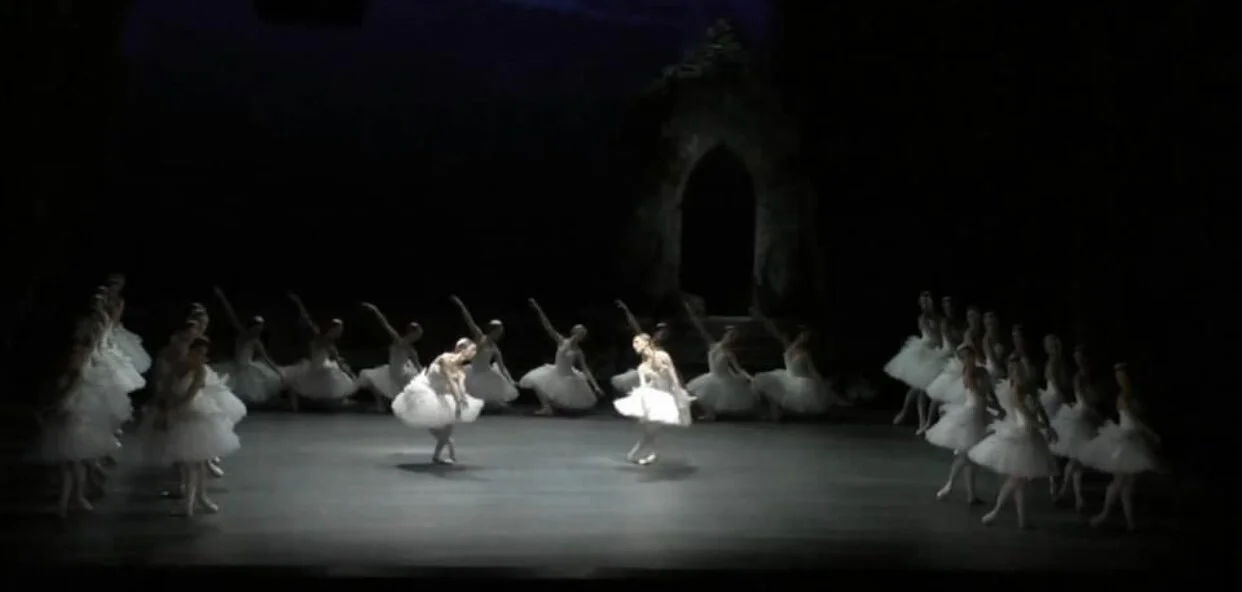 The two swan-maiden lieutenants begin to play their part, an important part of the choreography’s texture in both acts of Lev Ivanov’s lakeside choreography.