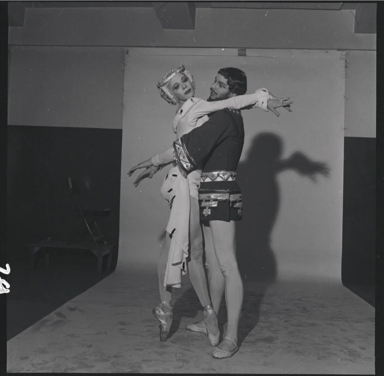 9: Photograph by Fred (Frederick) Melville of Diana Gould and Jacques d’Amboise in Frederick Ashton’s “Picnic at Tintagel” (New York City Ballet, 1952).