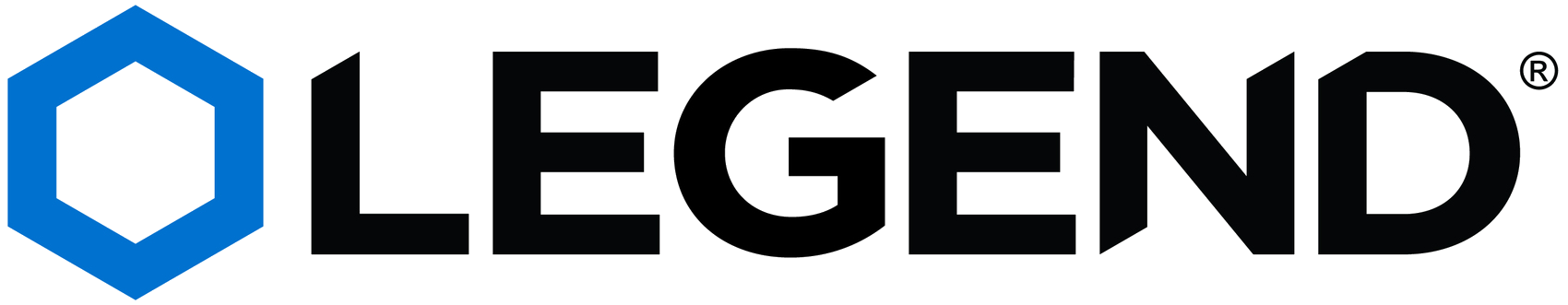 The Legend brand logo with a blue hexagon symbol and the word 'LEGEND' in black capital letters.