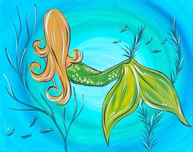 Let&rsquo;s get virtual 👩&zwj;💻
Thursday, March 11th at 6pm we will join on zoom video as we paint on monthly design &ldquo;Mermaid in the Blue.&rdquo;
&bull;
Reserve your spot by purchasing online now. We ship all your materials to complete your d
