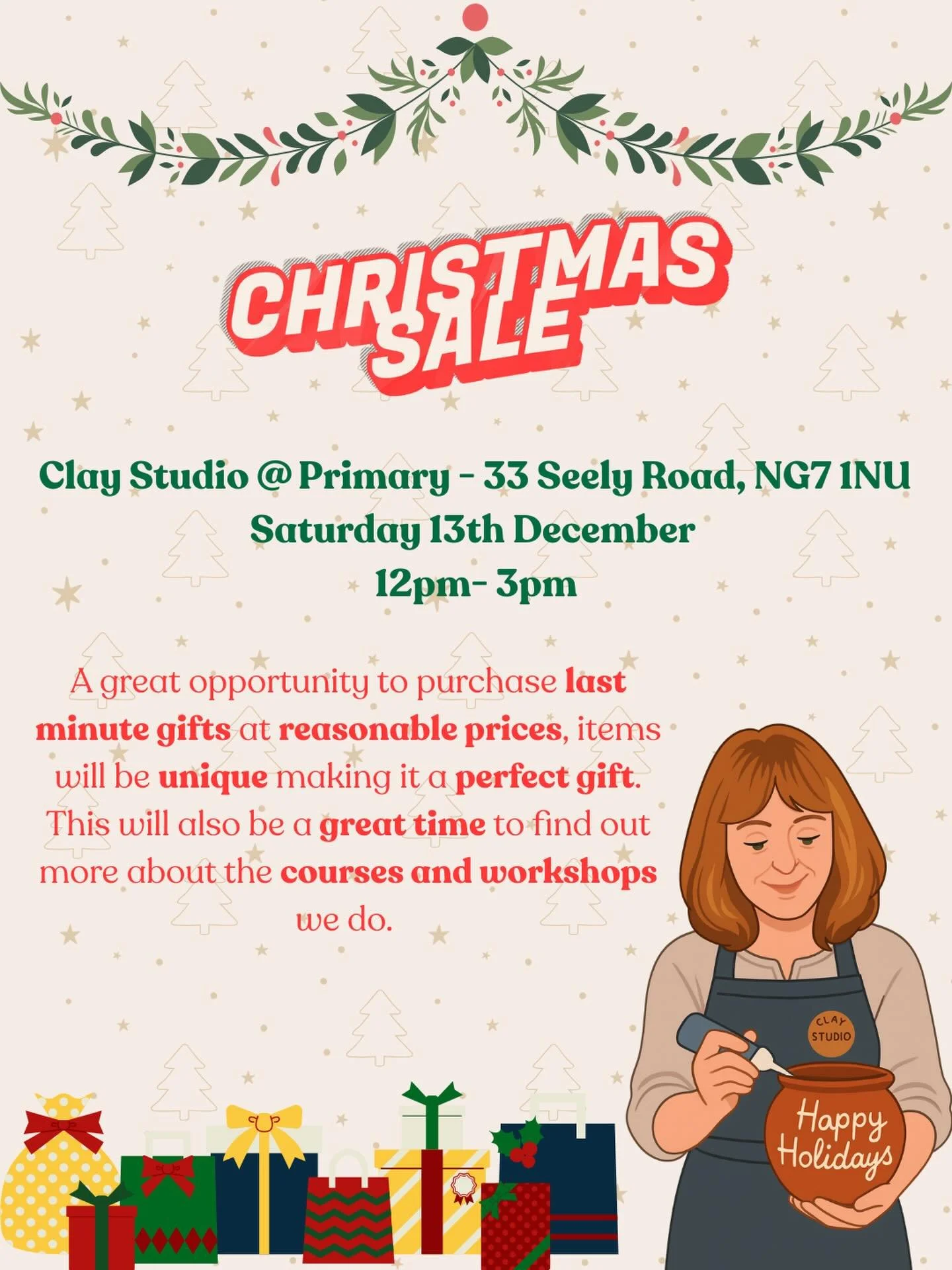 Christmas sale @ Clay Studio Nottingham🎄 An opportunity you do not want to miss out on! 

-

-

-

-

#clay #bargins #christmas #christmassale #claystudio #nottingham #notts #nottshappening #nottslife #nottsshopping #clayartwork #gifts #chritmasgift