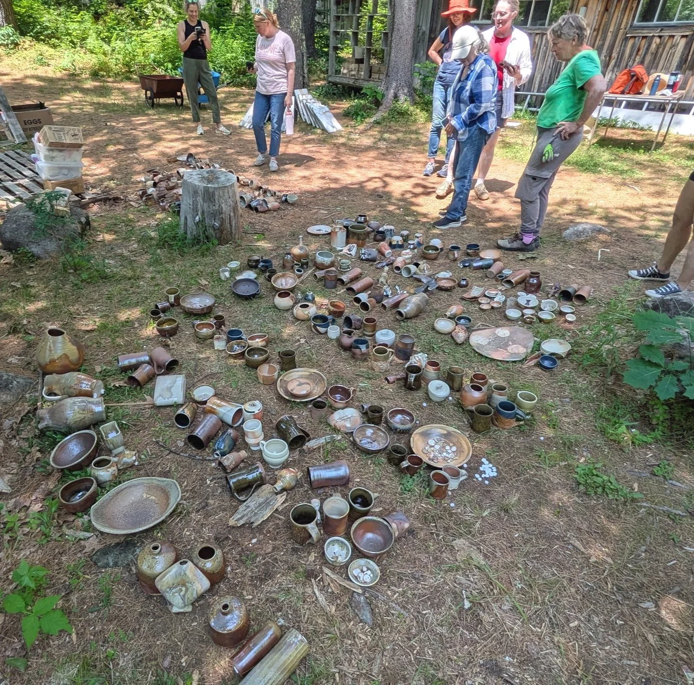 Having a look at all of our fired pieces