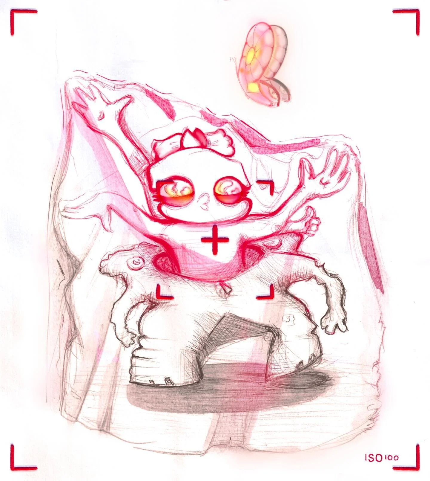 Fly, fly butterfly! Initial sketch came from the &lsquo;shedding skin&rsquo; idea, and developed on it a little bit digitally. A little snapshot into this beautiful transformation of this Sol&hearts;️ 

#sketchbook #doodlingart #oc #procreate