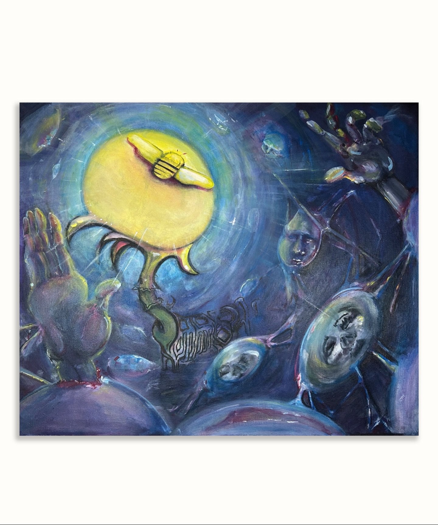 A Sticky Situation

This work marks the first rupture in the Burst My Bubble series. After one bubble breaks, light emerges almost by accident, triggering a quiet awakening in neighboring bubbles. Figures remain partially trapped in a sticky, viscous