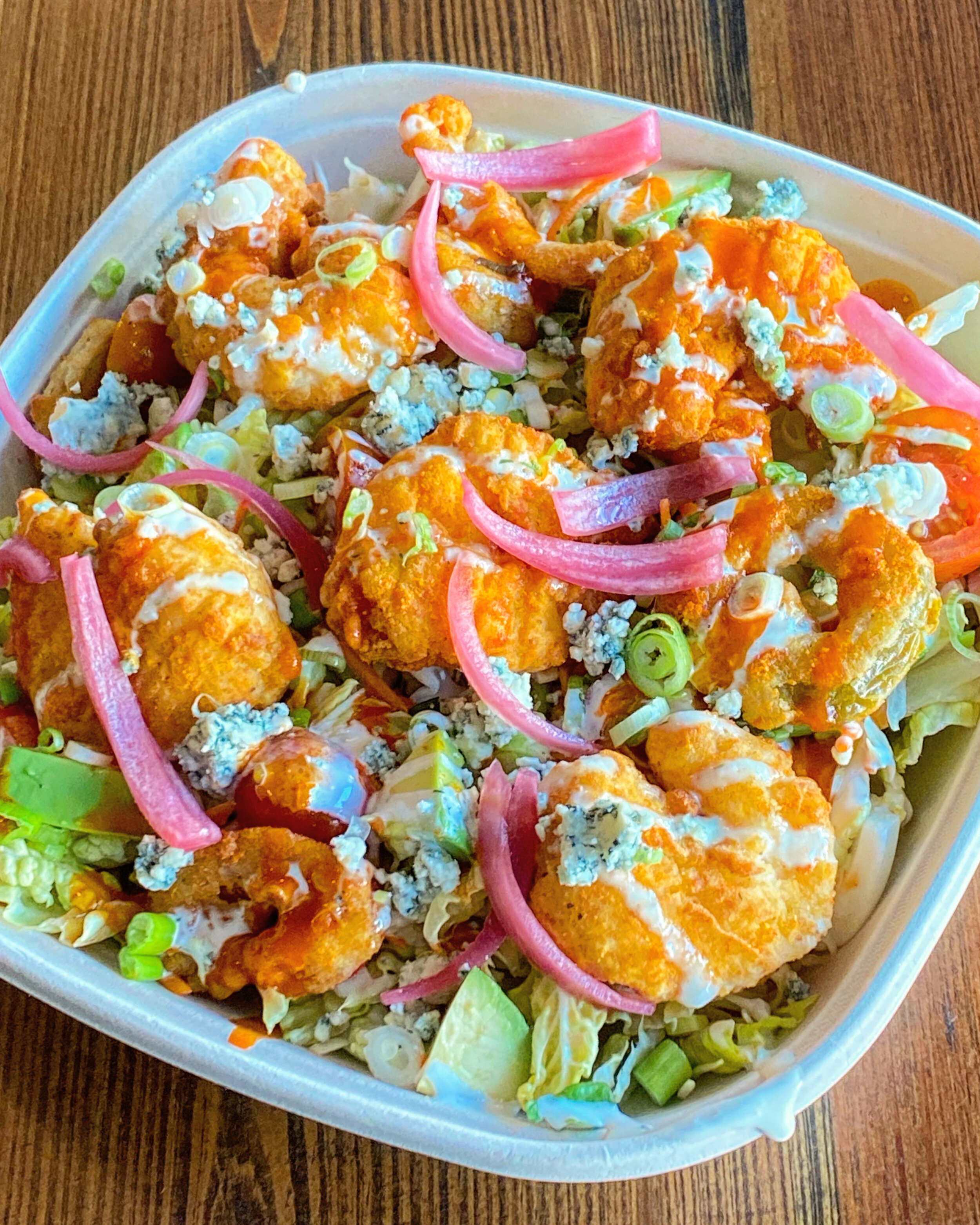 Crispy Buffalo Shrimp Salad