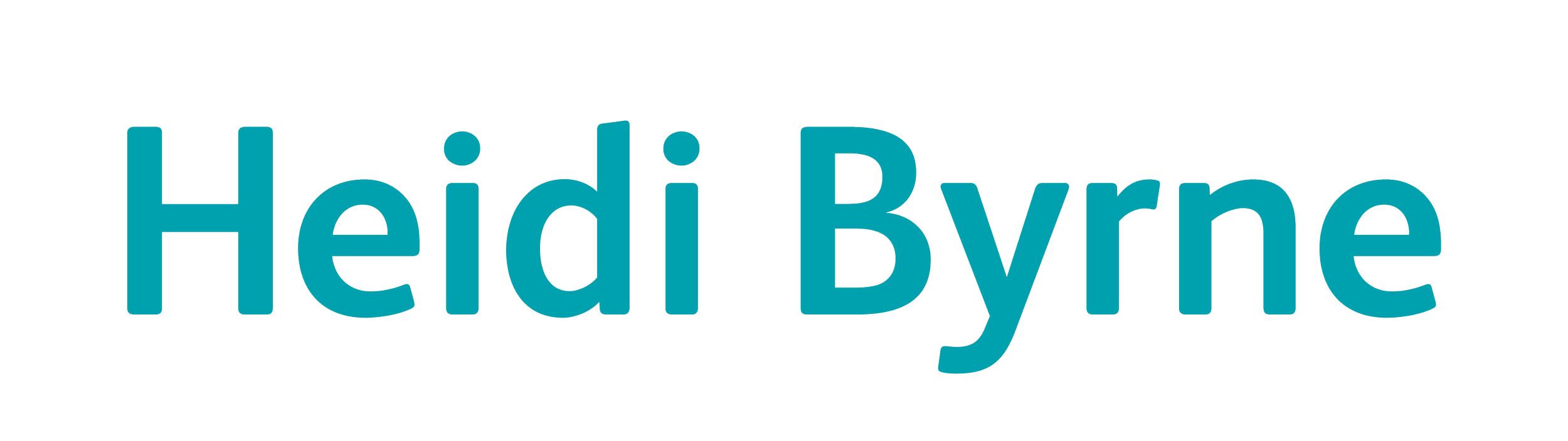 Heidi Byer logo in teal text on a transparent background.