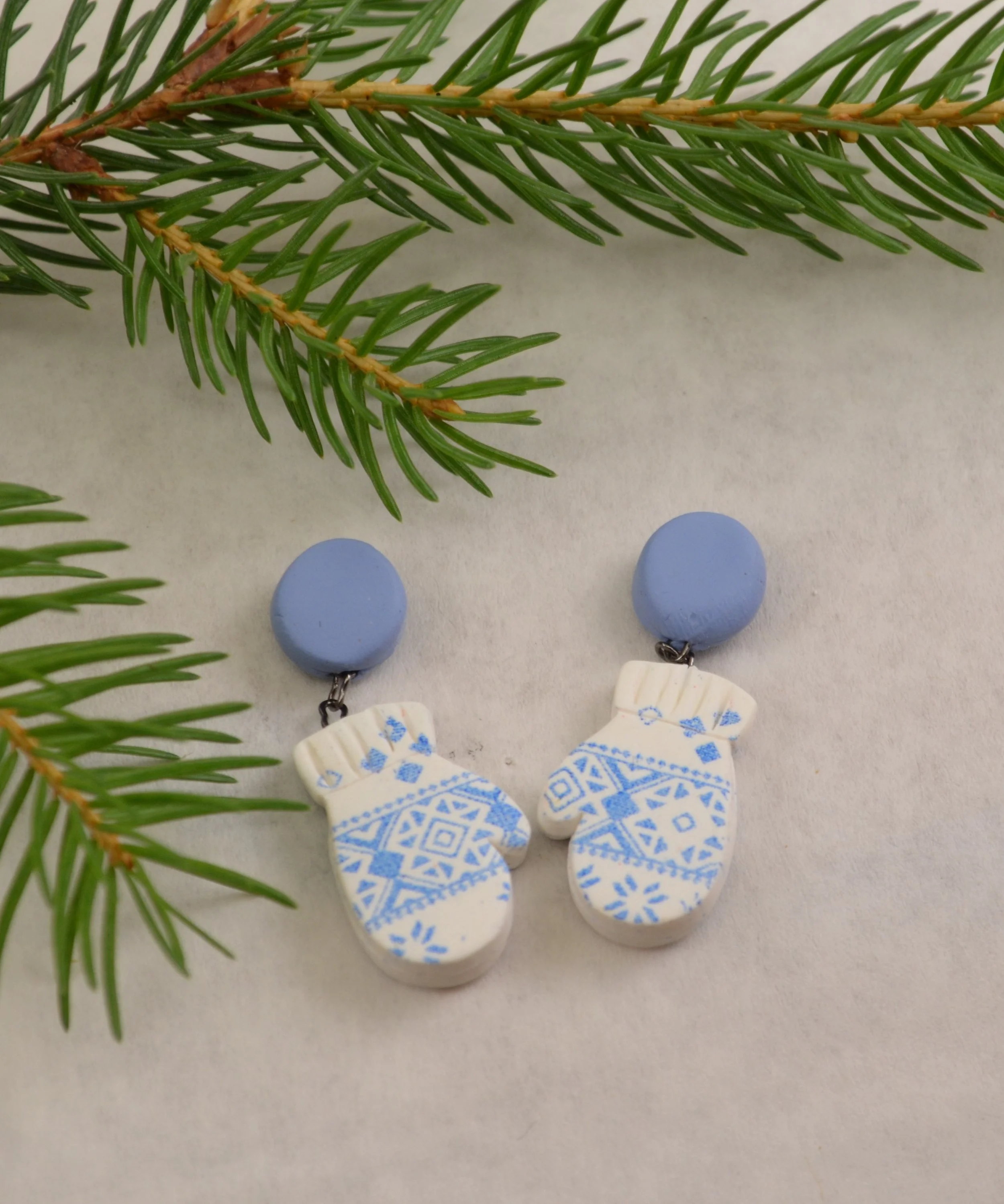 Blue Knit Mittens