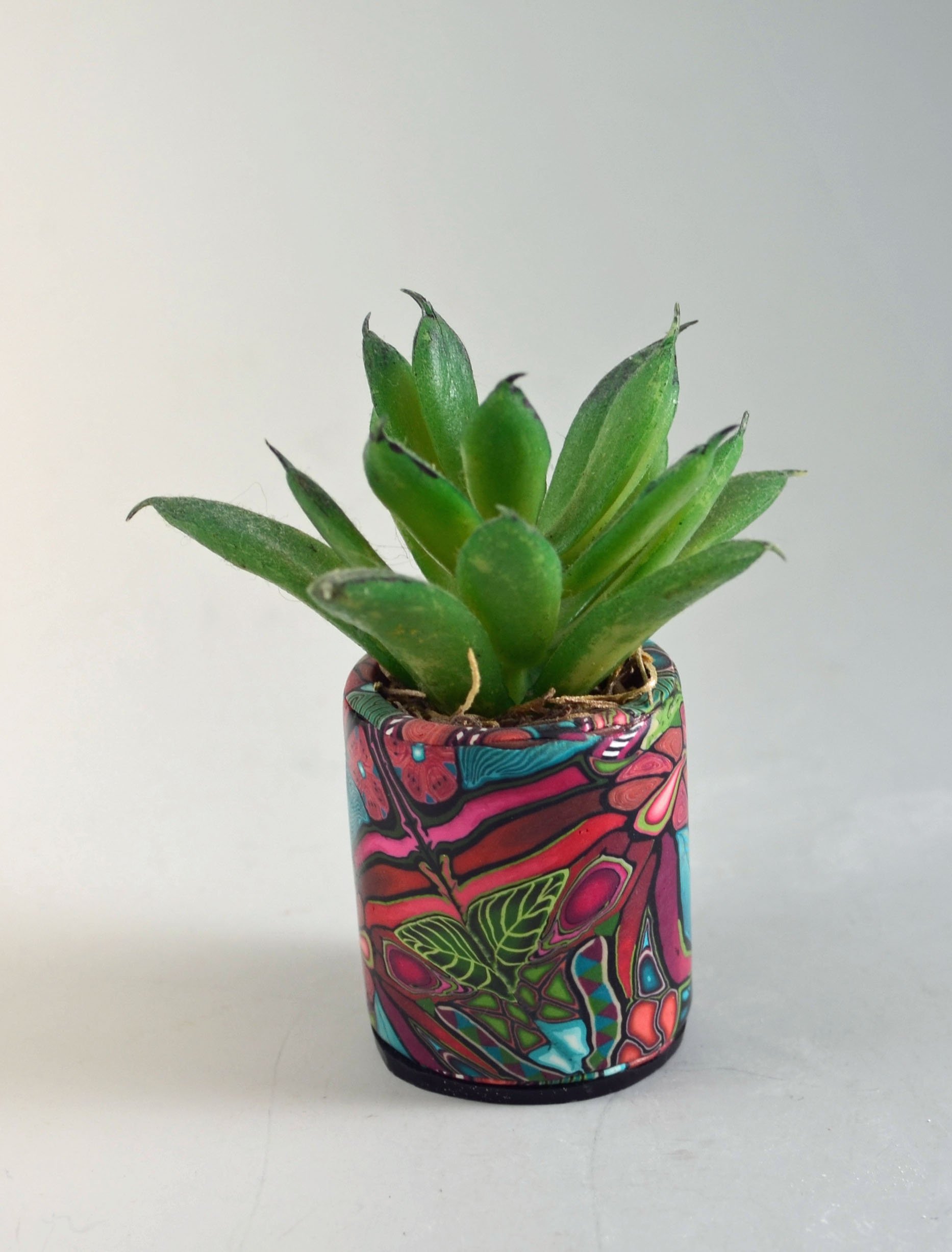 Tiny Round Caned Succulent Vase