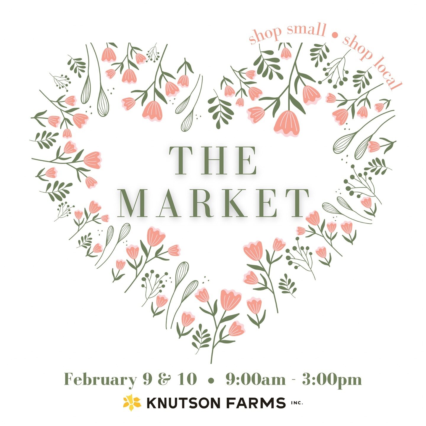 We are so excited to be back at @knutsonfarmsinc for the Valentine&rsquo;s Market! 💐
February 9th and 10th from 9am-3pm shop from tons of local vendors and grab your market exclusive Valentine&rsquo;s candles! (Stay tuned for some new product drops?