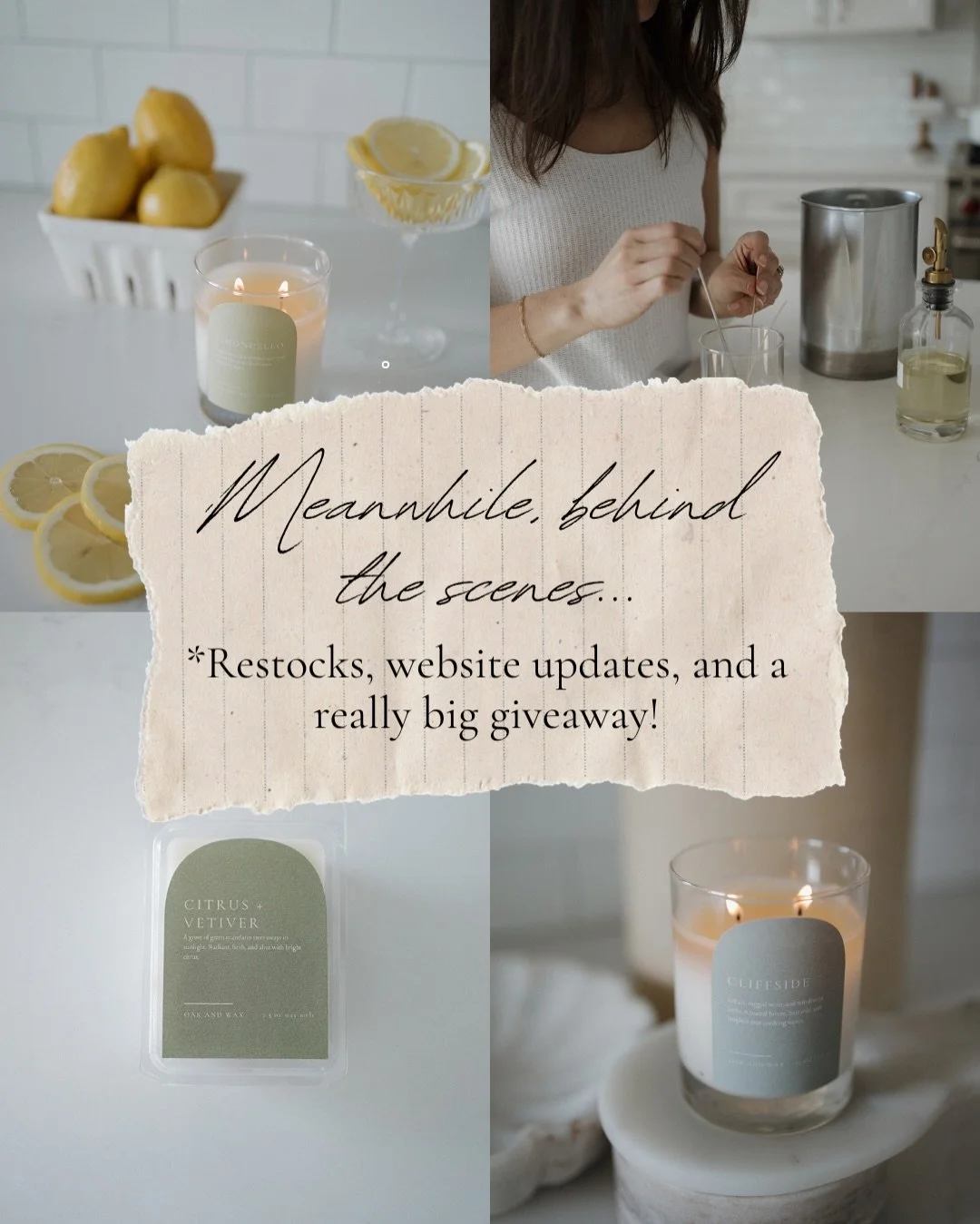 A little behind-the-scenes life update from oak and wax lately, because there&rsquo;s been a LOT happening over here 👀

Restocked the core collection online because some of you apparently refuse to run out of candles responsibly.

Monthly Moment is 