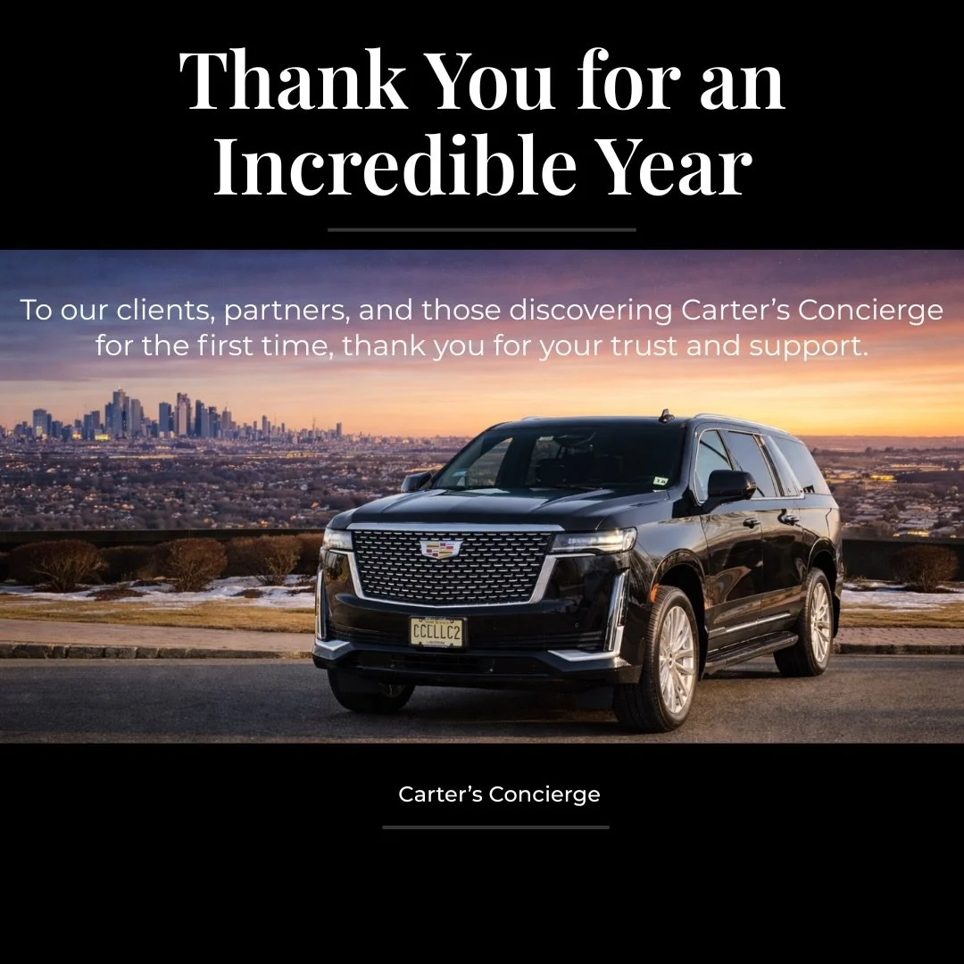 Happy New Year

As we close out the year, we want to extend our sincere thanks to our clients, partners, and teams who trusted Carter&rsquo;s Concierge with their transportation needs.

To our corporate partners and returning clients, we appreciate t