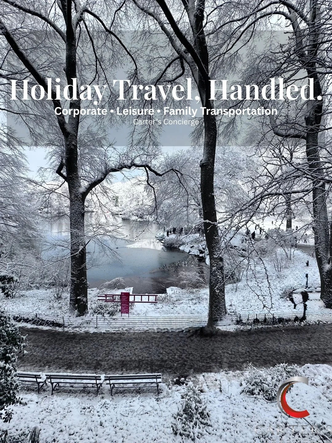 Holiday schedules move fast, your transportation should keep up.

Carter&rsquo;s Concierge provides hourly Sedan, SUV and corporate Sprinter van services for executive and family travel, shopping and dining outings, and holiday plans throughout the b